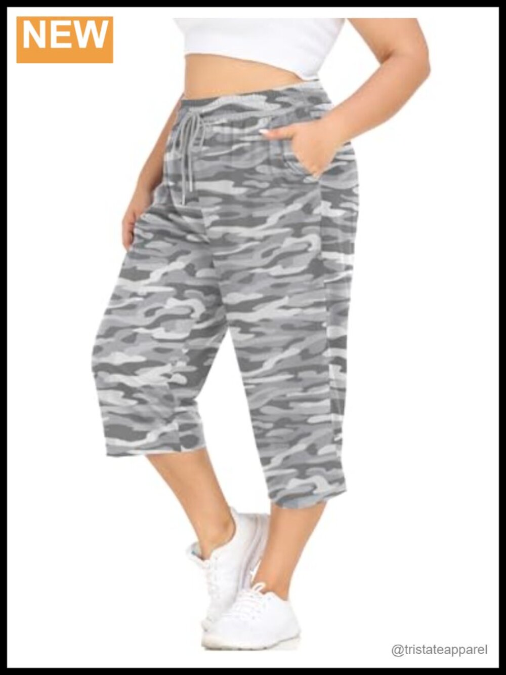 Plus Size Capri Pants Loose Fit Yoga Pants with Pockets Workout Activewear